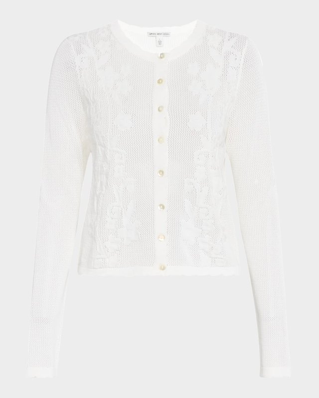 Floral Motif Mesh Cotton Cardigan